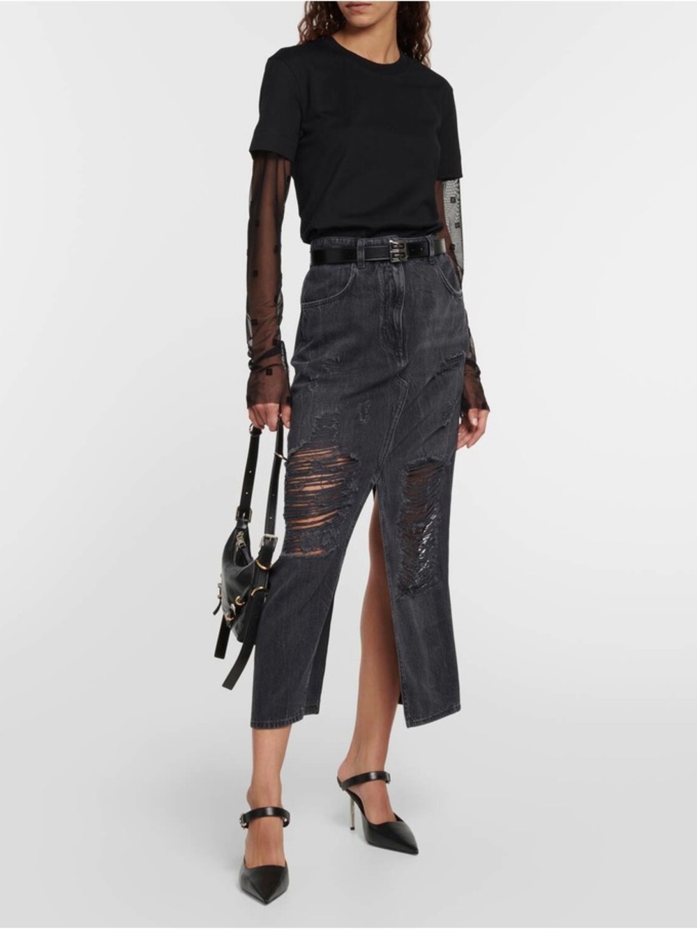 GIVENCHY - 4G tulle-sleeve T-shirt